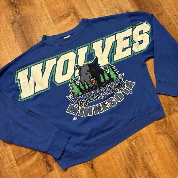 Vintage Minnesota Timberwolves Crewneck Sweatshirt 90s NBA Magic Johnson Mens L - Picture 2 of 5